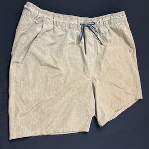 Eddie Bauer‎ Men Size XXL Brown Shorts w/ Slash Pockets Elastic Waist Drawstring